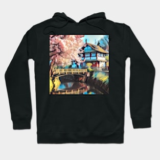 Cherry Blossom Tree Near A Japanese Style House Hoodie